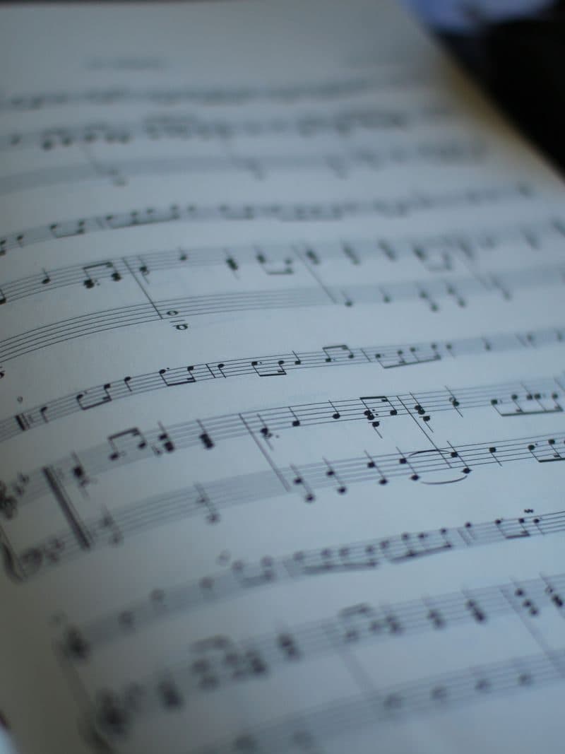 An open book of sheet music