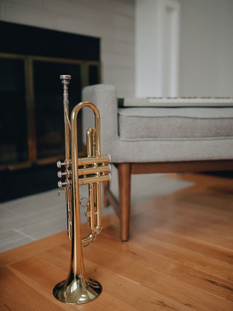 A polished brass trumpet