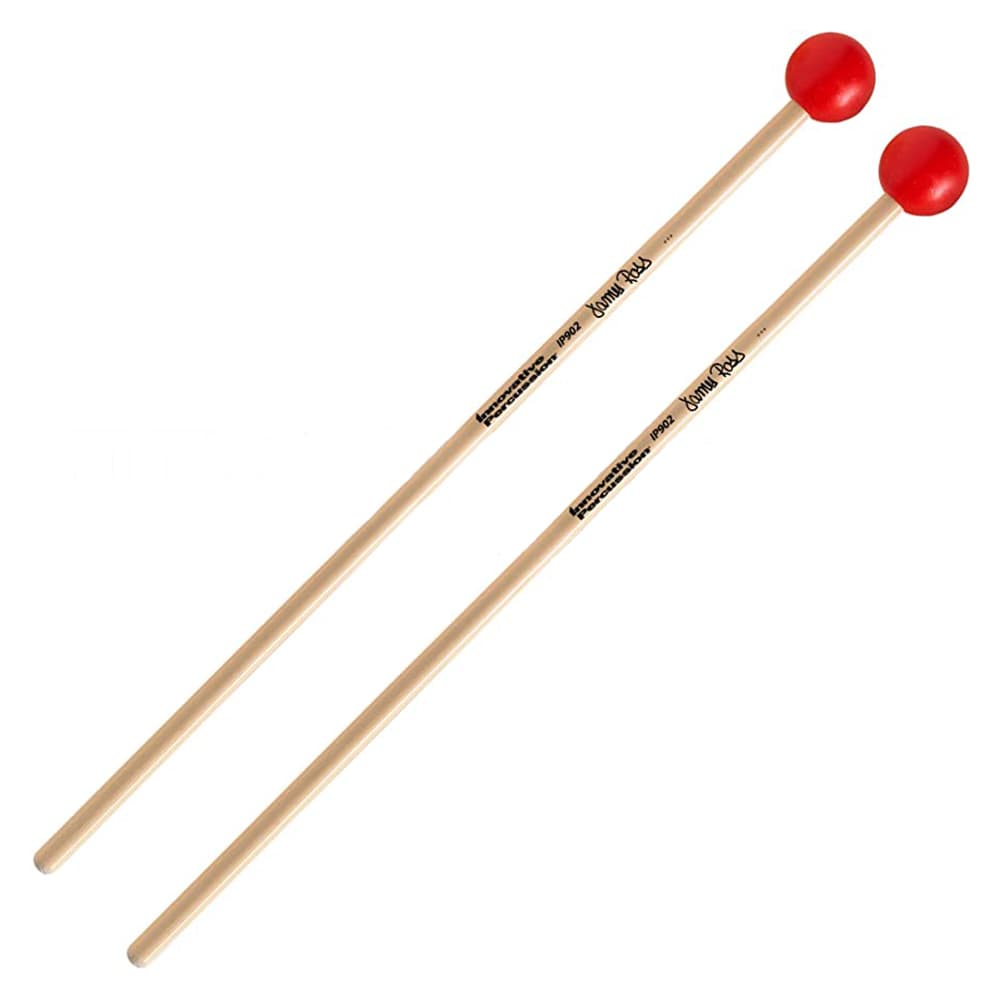Innovative Percussion Medium Soft Xylophone / Glockenspiel Mallets - 1-1/8" Red - Rattan