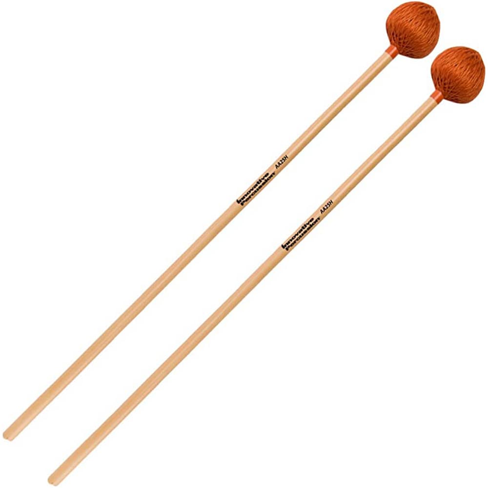 HEAVY MEDIUM VIBRAPHONE / MARIMBA MALLETS - ORANGE CORD - RATTAN