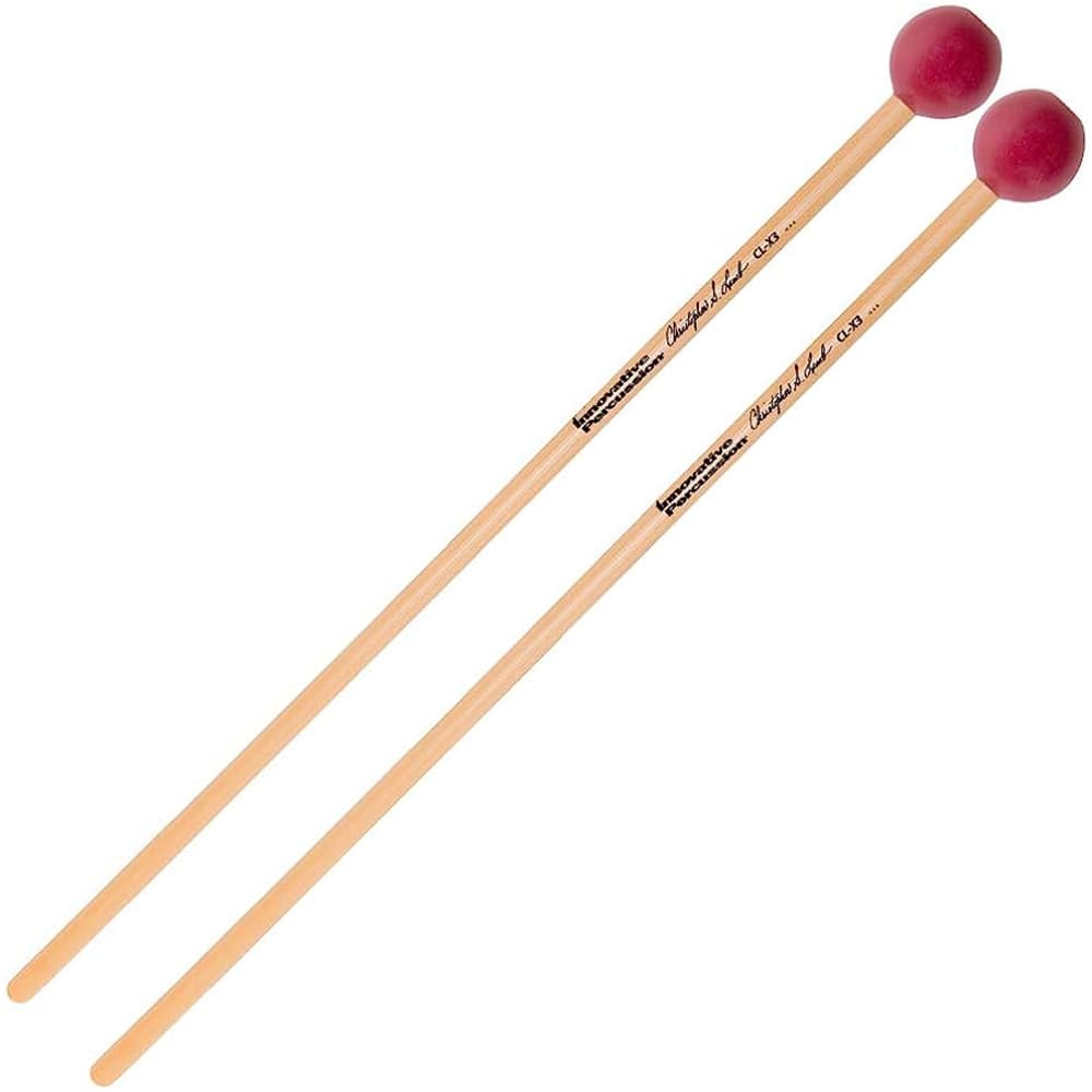 Innovative Percussion Mallets, Xylophone, Hard, 1" Synthetic Top-Weighted, Burgundy, Rattan
