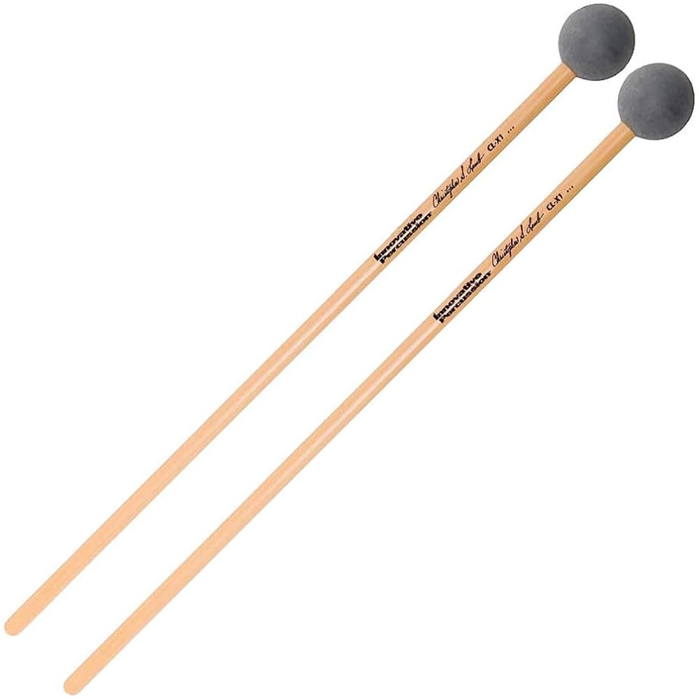 Innovative Percussion Mallets, Xylophone, Soft 1-1/16" Rubber Weighted, Dark Grey, Rattan