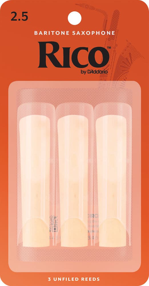 Reeds, Rico, Baritone Sax, Strength 2.5, 3ct
