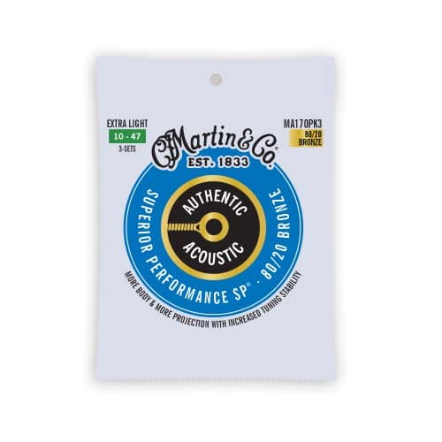 Martin Strings, 80/20 Bronze,Extra Light 10, 3 Pack