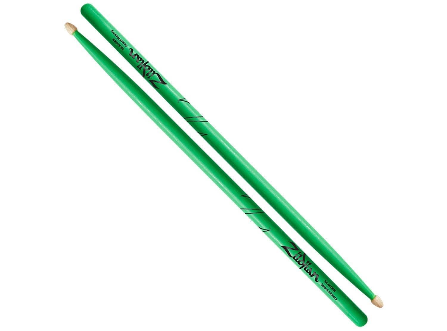 Zildjian 5A Acorn Neon Green, Hickory