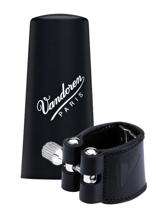 Vandoren Leather Ligature and Plastic Cap for Eb Clarinet; Includes 3 Interchang